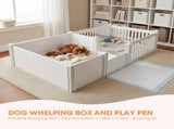 Rooster Farms 2.96m x 1.48m PVC Dog Whelping Box Playpen Kit - Anti-Crush Rail V238-SUPDZ-41965153124432