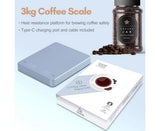 Digital Coffee Scale with Timer LED Screen Espresso Scale Built-in Battery 3kg Max.Weighing 0.1g V1263-JX-2430