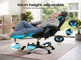 Artiss Gaming Office Chair with 8 Point Message Reline Ergonomic Blue MOC-L-GC-8P-BK-CY