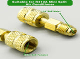 R410A Mini Split Adapter Kit, 5/16 inch to 1/4 inch Coupler and Valve Core Remover for Air V1189-LC-AMZ-00343
