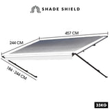 Shade Shield 15ft x 8ft Caravan Retractable Awning, Powder Coated 6063 Aluminium and Vinyl, for V219-VAWMANSS15KA