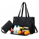 2 in 1 Lunch Laptop Tote Bag 15.6 Work Bags for Women Teacher Nurse Casual - Black V1263-JX-8122-2
