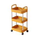 3-Tier Plastic Rolling Utility Cart with Handle, Multi-Functional Storage Trolley, Movable Storage V1192-AZ-W-22050