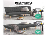 Artiss Sofa Bed Lounge Chair Couch 1 Seater Recliner Futon Bed Set Linen Grey SBED-E-SOLO86-GY