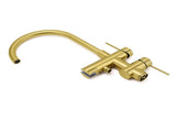 WELS Brushed Gold Bath Tub Mixer Tap Free Standing Faucet Spout Handheld Shower V1233-KRD602BG