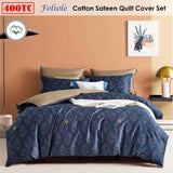 400TC Cotton Sateen Quilt Cover Set Foliole Queen V442-ATX-QUILTCS-FOLIOLE-NAVY-QS