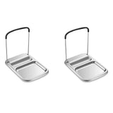 2X Cooking Spoon Rest with Lid Holder, Kitchen Utensil Rest with Drip Pad,Countertop Organiser Rack V1369-AZ3-W-11438