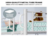 KINGSTON SLUMBER 2in1 King Single Metal Bunk Bed Frame, with Modular Design, Matte White V219-BEDBBSKS2MWA