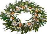 26 Inch Spring Greenery Wreath for Front Door, White Daisy & Yellow Forsythia Floral Wreath with V1258-DP02-C-2682