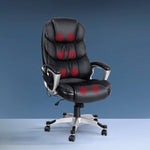 Artiss 8 Point Massage Office Chair Heated Seat PU Black MOC-1237M-BK