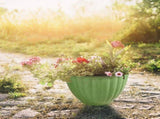 Large Planter Pots Outdoor - 4" Ribbed Flower Pots with Drainage Holes, Lightweight Stackable V1366-AZ2-W-16550