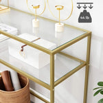 VASAGLE Console Table with Tempered Glass Gold Colour V227-9101101023060