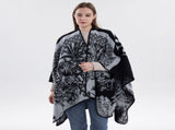 Fashion Style Cosy Knit Outfit Cape, Crafted With Faux Cashmere, Solid Black Shade V1221-XM-LB2121-ZS57