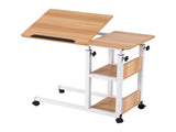 Artiss 3 Tier Adjustable Laptop Desk Tiltable Mobile Side Table Wheels Oak LA-DESK-C-60-2T-WD