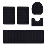 Bathroom Mat Set 5 Piece, Memory Foam Bath Mats Sets, Non Slip Water Absorbent Washable Bath V1369-AZ3-W-09654