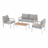 Gardeon 4-Piece Outdoor Sofa Set Aluminum Frame table and Chairs White ALU-SOFA-PLW-4PCS-WH-ABC
