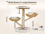 Extra Large Black Cat Tree Tower with Real Wood and Wicker Basket, 60x111cm V178-59365