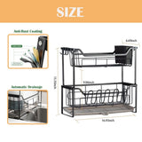 2-Tier Dish Racks, Large Space-Saving Dish Drying Rack, Narrow Drainer for Kitchen Counter, Black V1366-AZ2-W-18282
