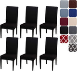 Dining Room Chair Covers Stretchy Washable Set of 6 Black Seat Covers for Hotels Removable V1188-TR101-30916-4