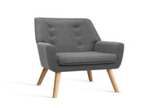 Artiss Armchair Linen Fabric Grey Charcoal UPHO-B-ARM04-GY