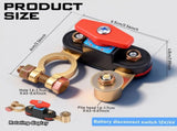 2-Pack Top-Post Battery Disconnect Switch Pure Copper Terminals, Adjustable & Waterproof, 12V/24V V1366-AZ2-W-14698