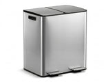 Cefito Pedal Bins Rubbish Bin Dual Compartment Waste Recycle Dustbins 60L Silver RB-60L-2C-SI