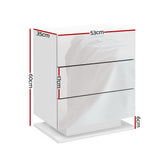 Artiss 2x Bedside Table LED 3 Drawers - MORI White FURNI-O-LED-BS-02-WHX2