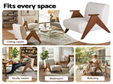 Artiss Armchair Accent Chair Sturdy Upholstered Solid Wood Chenille Fabric White UPHO-K-ARM-FB-BG