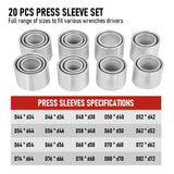 30 PCS Pull and Press Sleeve Kit 45 Steel Installation Bushes Bearings Tool Kit Bush V985-PRESSANDPULLSLEEVEKIT