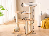 Rubber Wood & Acrylic Cat Tree V1408-W3