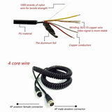2pcs 8M Car Video Aviation Spring Line 4-Pin Extension Cable for Rear View Camera Truck Trailer V1370-AZ4-11595