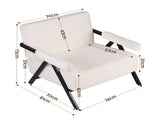 Artiss Compressed Armchair White Corduroy Accent Chair for Small Space UPHO-C-ARM01-COM-WH