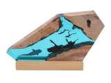 Shark Ship Diver Night Light Table Lamp Handmade Resin Diver Deep Sea Cave Diving Led Light Desktop V1294-YM0901-3119250009411