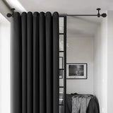 4 Pack Ceiling Mount Curtain Rod Brackets, Heavy Duty Stainless Steel Holders, Black 1.25 Inch V1188-MS-721-005