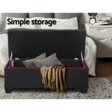 Artiss Storage Ottoman Blanket Box 97cm Linen Black OTM-L2-LINEN-BLACK