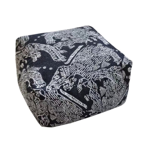 SOGA 55x30cm Black Squared Soft Pouffe Seat Cushion Elegant Home Accent Dcor Stylish Footstool POUFFE640