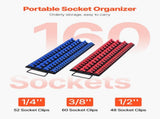 Portable Socket Organizer Tray, 2PCS Metric & SAE Socket Organizer Set Hold up to 160 Sockets, 1/4", V952-TTJBXSHL2JTG18ONMV0