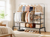 Artiss Clothes Rack Double Rod Airer Rail Coat Stand Hanger Storage Shelf HANGER-E-01-4T-SIBK