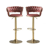 SERENIT Red Bean Brown Velvet Seat Kitchen Breakfast Bar Stools Counter Height Barstools with Back V255-GP1763-REDBROWN