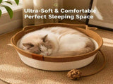 Cat Instinct Basket, Handwoven Cotton Cat Bed with Ball Rope Cotton Sleeping Playing and Relaxing V1366-AZ2-W-11126