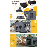 i.Pet Pet Carrier Soft Crate Dog Cat Travel 121x80CM Portable Foldable Car 4XL PET-CARRIER-4XL-GR