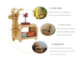 Oak Planking Small Creative Reindeer-Shaped Solid Wood Bookshelf for Kids V888-ELOSUNG28556