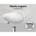 Artiss 2x Salon Stool Saddle Swivel Chair White SALON-B-ERG-WHX2