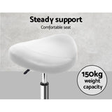 Artiss 2x Salon Stool Saddle Swivel Chair White SALON-B-ERG-WHX2