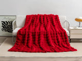 Red 130*160cm Plush Toscana Rabbit Hair Throw Blanket - Soft Flannel Fleece All Seasons, Perfect V888-ELOSUNG18063