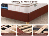 Artiss King Single Bed Frame with Headboard, Faux Linen Fabric Brown BFRAME-H-VIC-KS-BR-AB