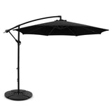 Instahut 3m Outdoor Umbrella w/Base Cantilever Beach Garden Patio Black UMB-BAN-50-48-BK