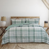 Ardor Ronan Green Plaid Jacquard Quilt Cover Set Queen V442-INT-QUILTCS-RONAN-GREEN-QS