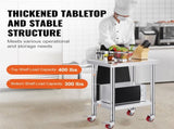 24x18x34 Inch Stainless Steel Work Table 3-Stage Adjustable Shelf with 4 Wheels Heavy Duty V952-CFGZT24X18X34YC01V0