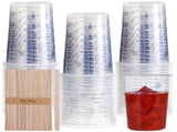 50PCS Plastic Measuring Cups, 32oz Disposable Mixing Cups with 50 Wooden Sticks, Precision Ratio V1369-AZ3-W-08730